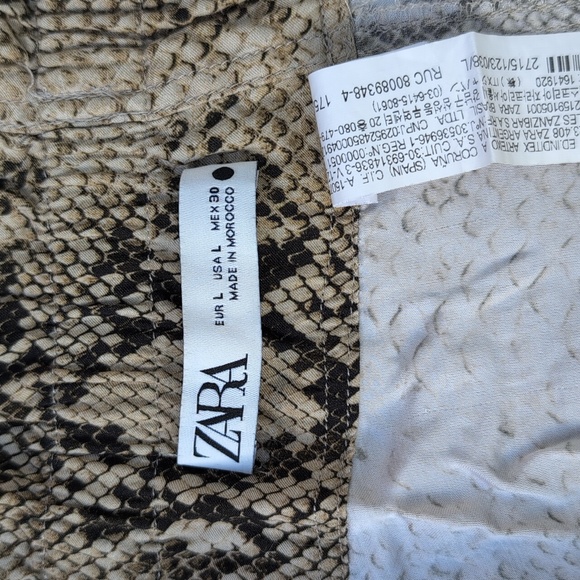 Zara, SET pants and top, viscose, brown animal print, ruffles, size L - Picture 8 of 11